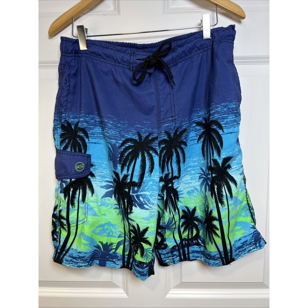RS Surf Tropical Palm Tree Men's Large Board Shorts Tropical Swim Trunks (READ) - Picture 2 of 13